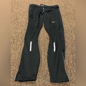 Nike Wonen’s L running stretch bike pants leggings bottom black zippers pocket